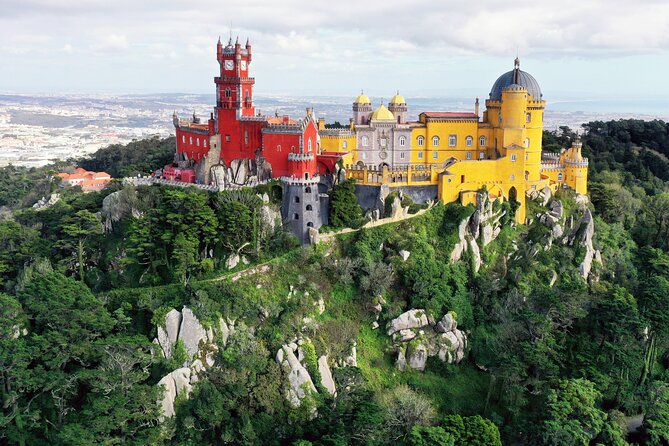 Guided Tour to Sintra, Pena, Regaleira, Cabo da Roca and Cascais - National Palace of Pena (outside): mountain views that justify the trip