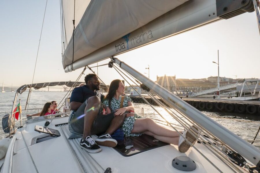 Lisbon: Daytime/Sunset/Night City Sailboat Tour with Drink - Monument to the Discoveries: the first story stop by the river