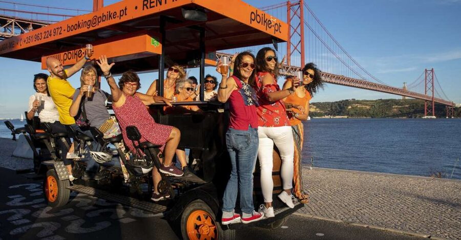 Lisbon: Fun Beer Bike by the Seafront - Pedaling Lisbon’s Seafront: Tejo Views and the 25 April Bridge Photo Moment