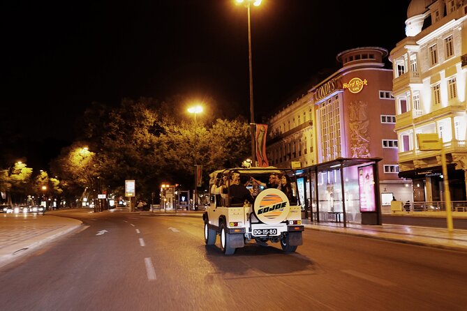 LISBON NIGHT TOUR in a Vintage Jeep with FOOD & DRINK TASTINGS - Cais do Ginjal (Almada view): fries, green wine, and the Tagus breeze