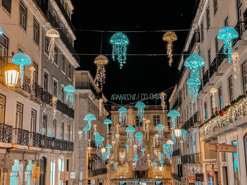 Lisbon: Private Christmas Lights Tour by Eco Tuk Tuk - Chiado at Night: Designer Streets and Illuminated Facades