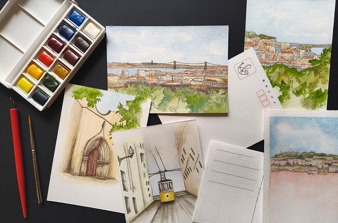 Lisbon Sketching Tour and Discover Hidden Views and Art - Stop 4: Elevador da Bica framing—color lessons and calçada portuguesa texture